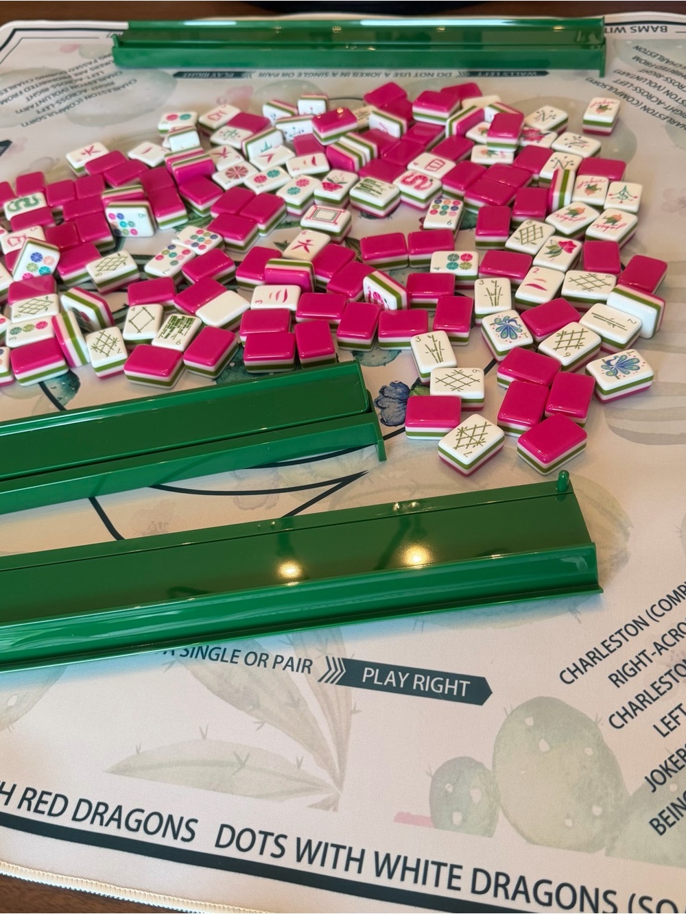 Pink and White Cactus Mahjong MAT ONLY - Picture 10 of 14